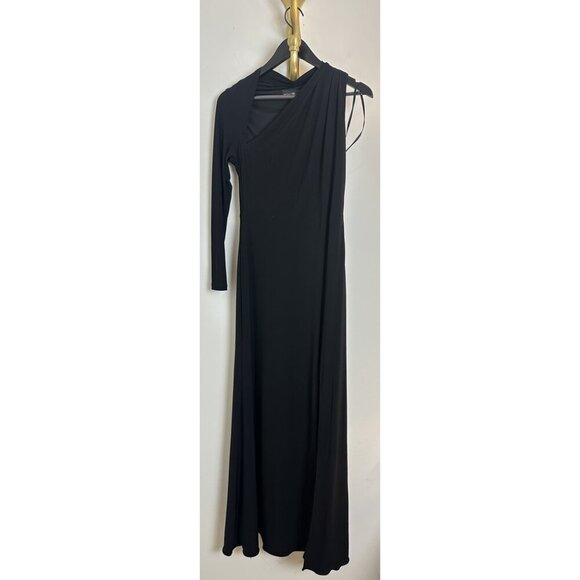 BETSY & ADAM Asymmetric Single Long Sleeve Gown in Black Size US 8 - Picture 6 of 15